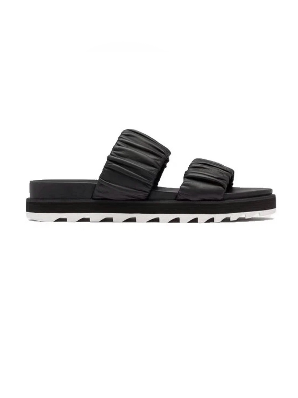 Sorel Roaming two strap black double-ruched slide sandals - women's 10.5